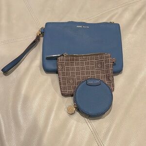 Anne Klein Blue and Brown Clutch and Wristlet Collection